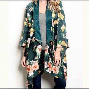 Arwen boho teal floral kimono coverup cardigan